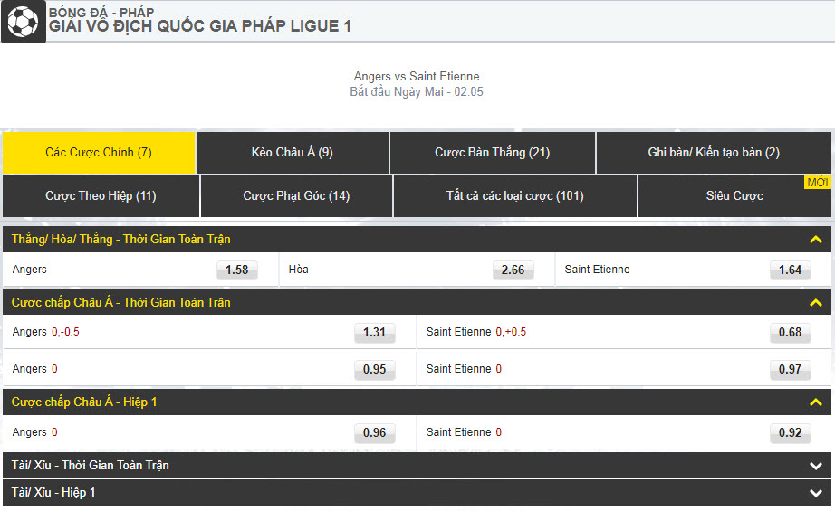 dafabet link - ligue 1 - Angers vs Saint Etienne