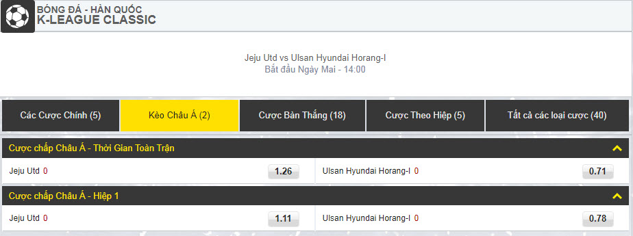 dafabetlinks - Ca cuoc bong da Han Quoc - K League - Jeju Utd vs Ulsan Hyundai Horang-I - keo chau a