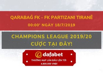 Dự đoán bóng đá Dafabet Qarabag FK vs FK Partizani Tirana ngày 18/07